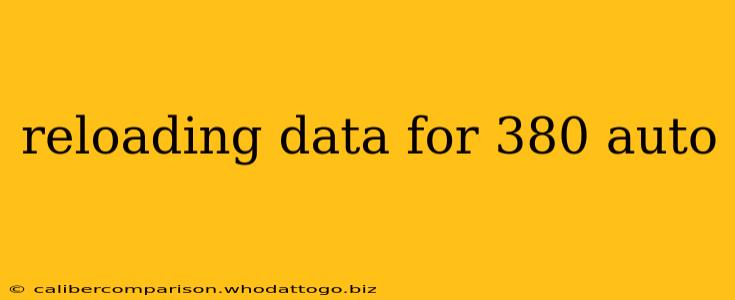 reloading data for 380 auto