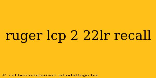 ruger lcp 2 22lr recall