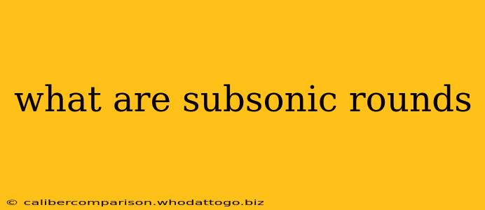 what are subsonic rounds